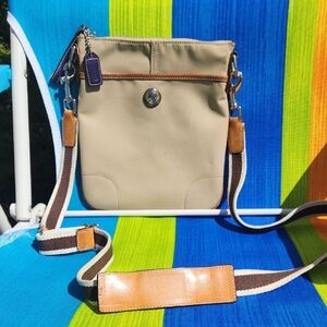 ✨️Coach Beige Crossbody with Tan Leather Trim - Men